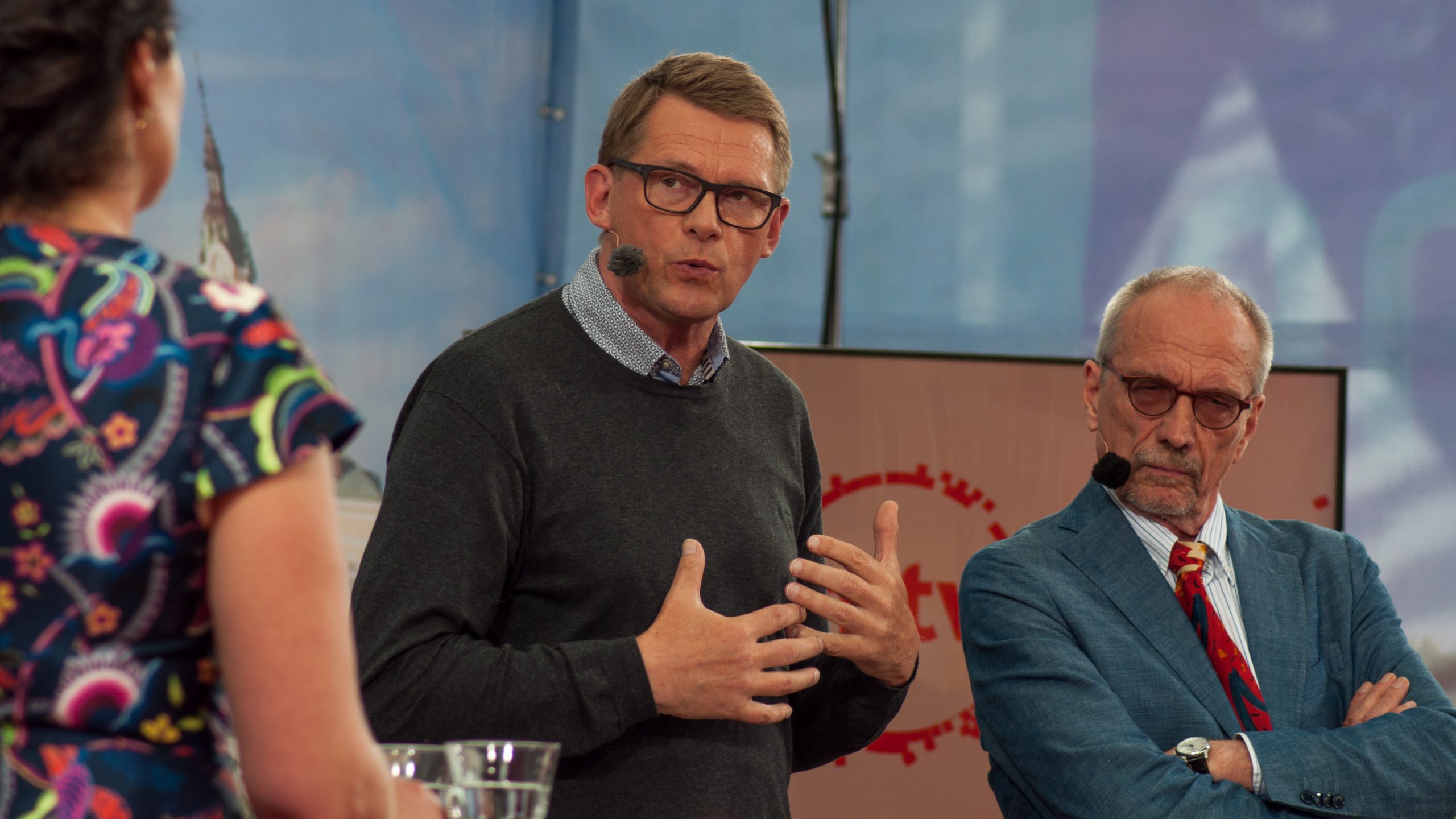 Matti Vanhanen presidenttitentissä SuomiAreenassa vuonna 2017.