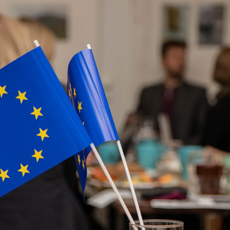 EU-lippuja edustajalla