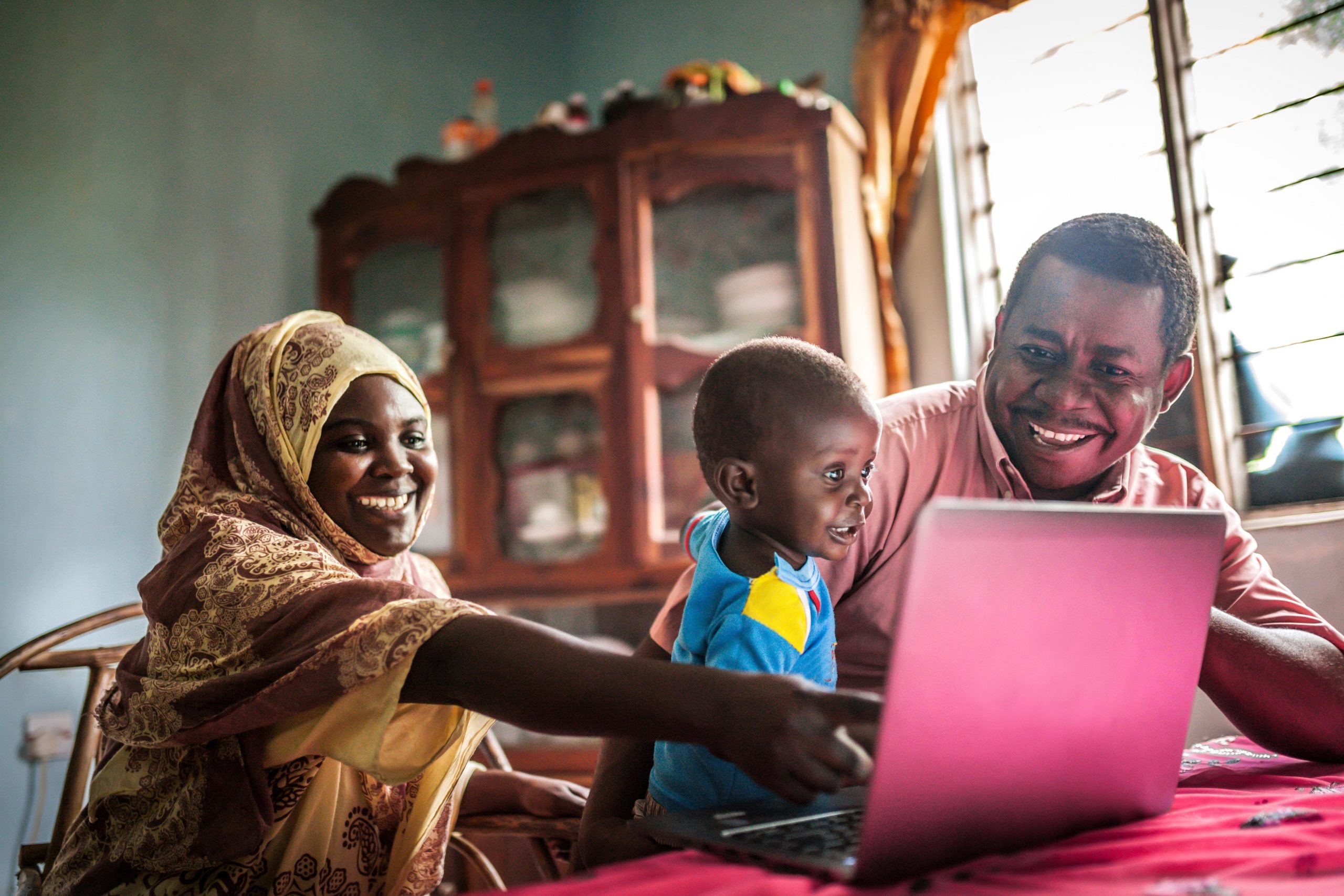 African family on a laptop.
