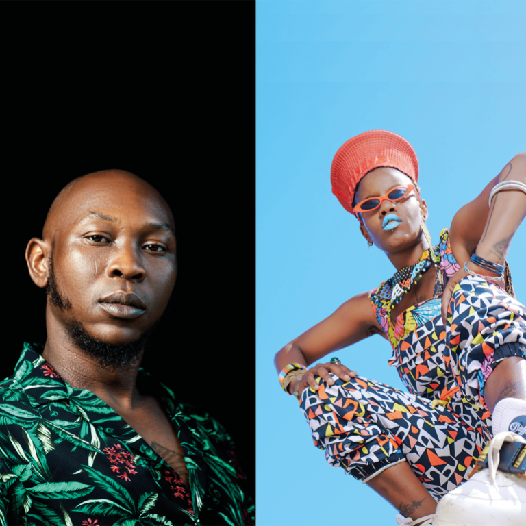 In the picture Seun Kuti and Toya Delazy.