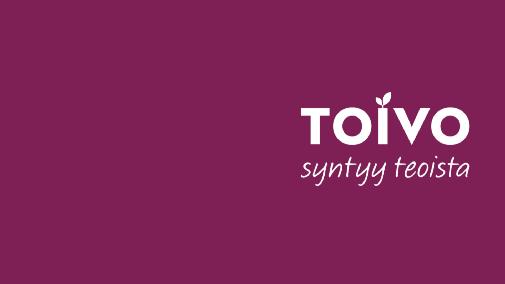 Violetti tausta, jossa Toivo syntyy teoista -kampanjan logo.