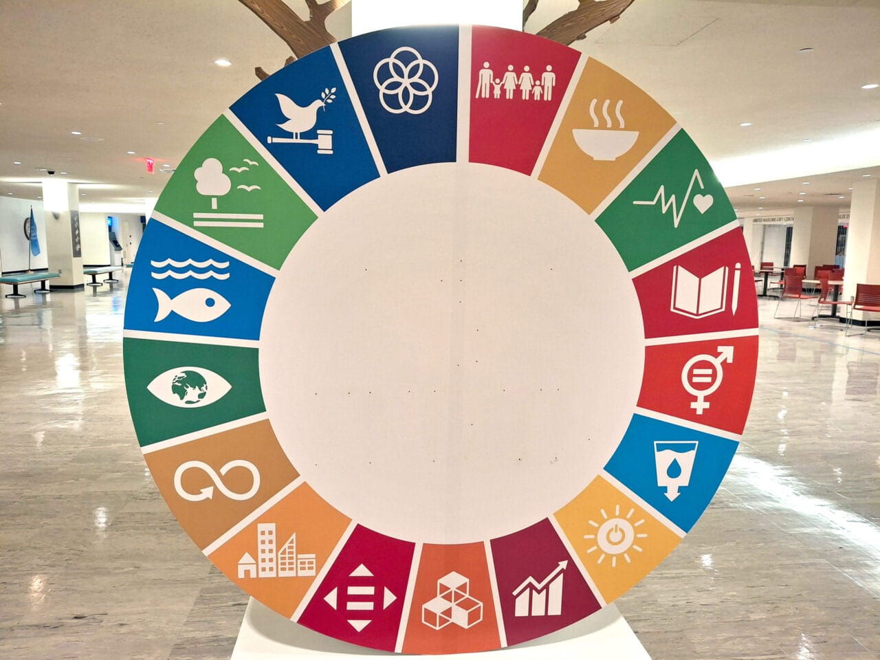 The UN’s Sustainable Development Goals as an installation at the UN Headquarters.