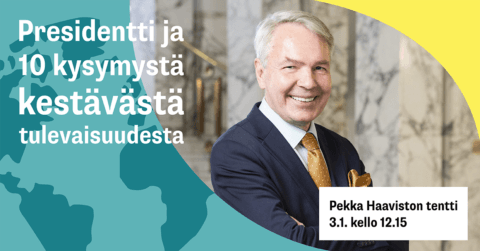 Tallenne: Pekka Haaviston tentti – Presidentti ja 10 kysymystä kestävästä tulevaisuudesta