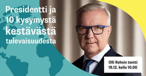 Tallenne: Olli Rehnin tentti – Presidentti ja 10 kysymystä kestävästä tulevaisuudesta