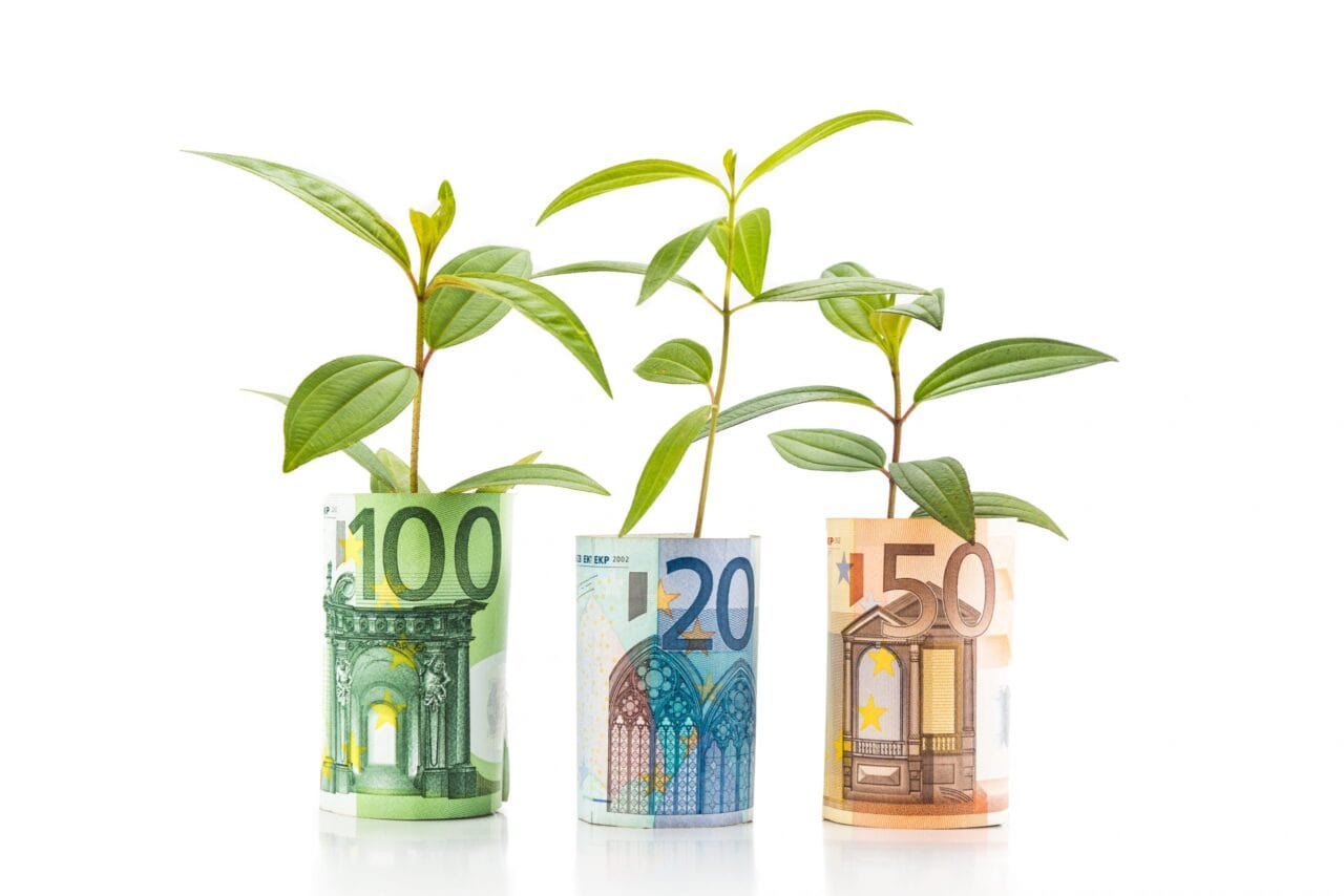 Euroseteleistä kasvaa vihreitä kasveja|