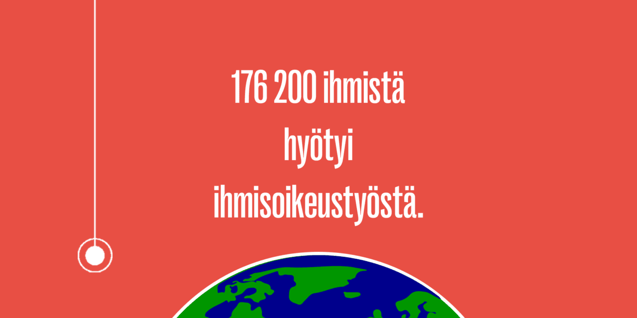 176 200 ihmistä hyötyi ihmisoikeustyöstä.