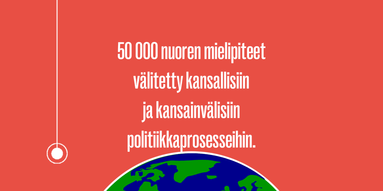 50 000 nuoren mielipiteet välitetty kansallisiin ja kansainvälisiin politiikkaprosesseihin.