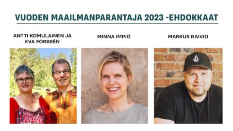 <strong>Vuoden maailmanparantaja -palkinto jaetaan kolmatta kertaa Maailma kylässä -festivaalilla: Tässä on kärkikolmikko</strong>